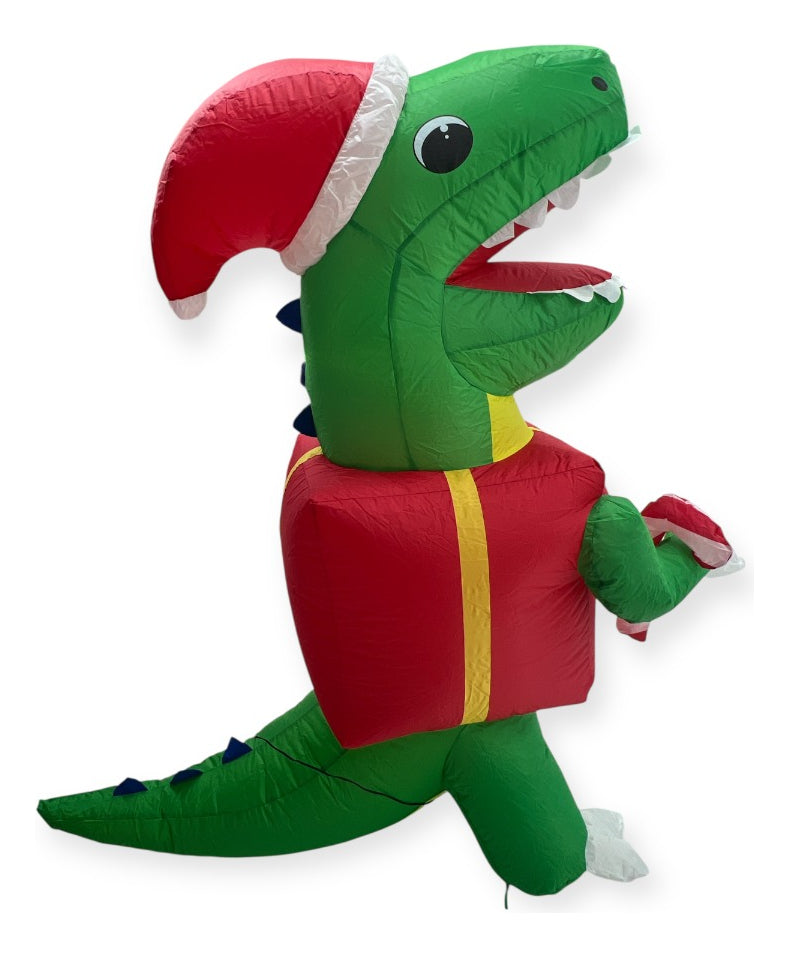 Inflable Navideño Dinosaurio Festivo Con Dulce 180×100×90 Cm