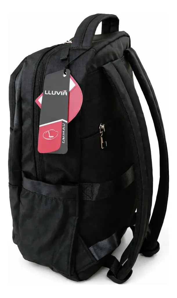 Mochila Lluvia Negra Compacta Ejecutiva Con Bolsillos