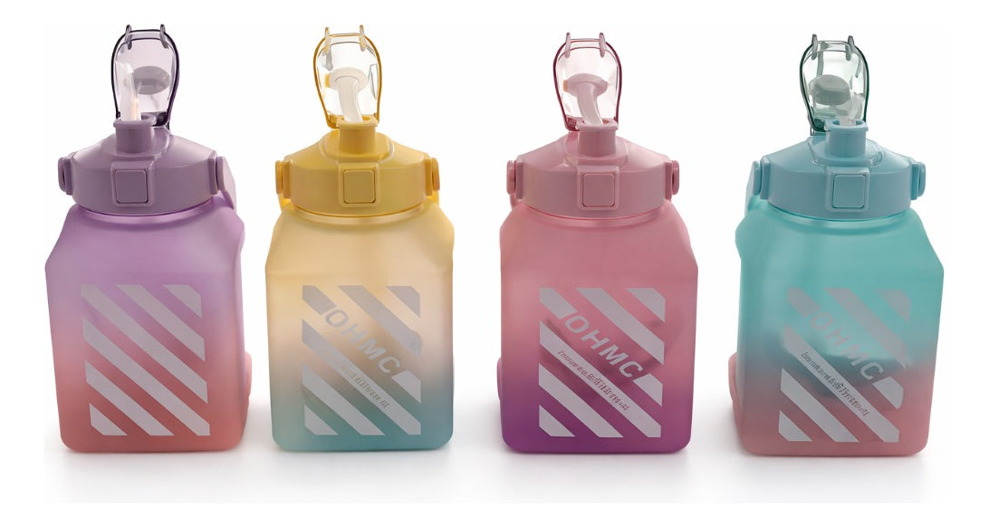 Vaso Grande 1.5 L Diseño Difuminado Con Popote Y Correa