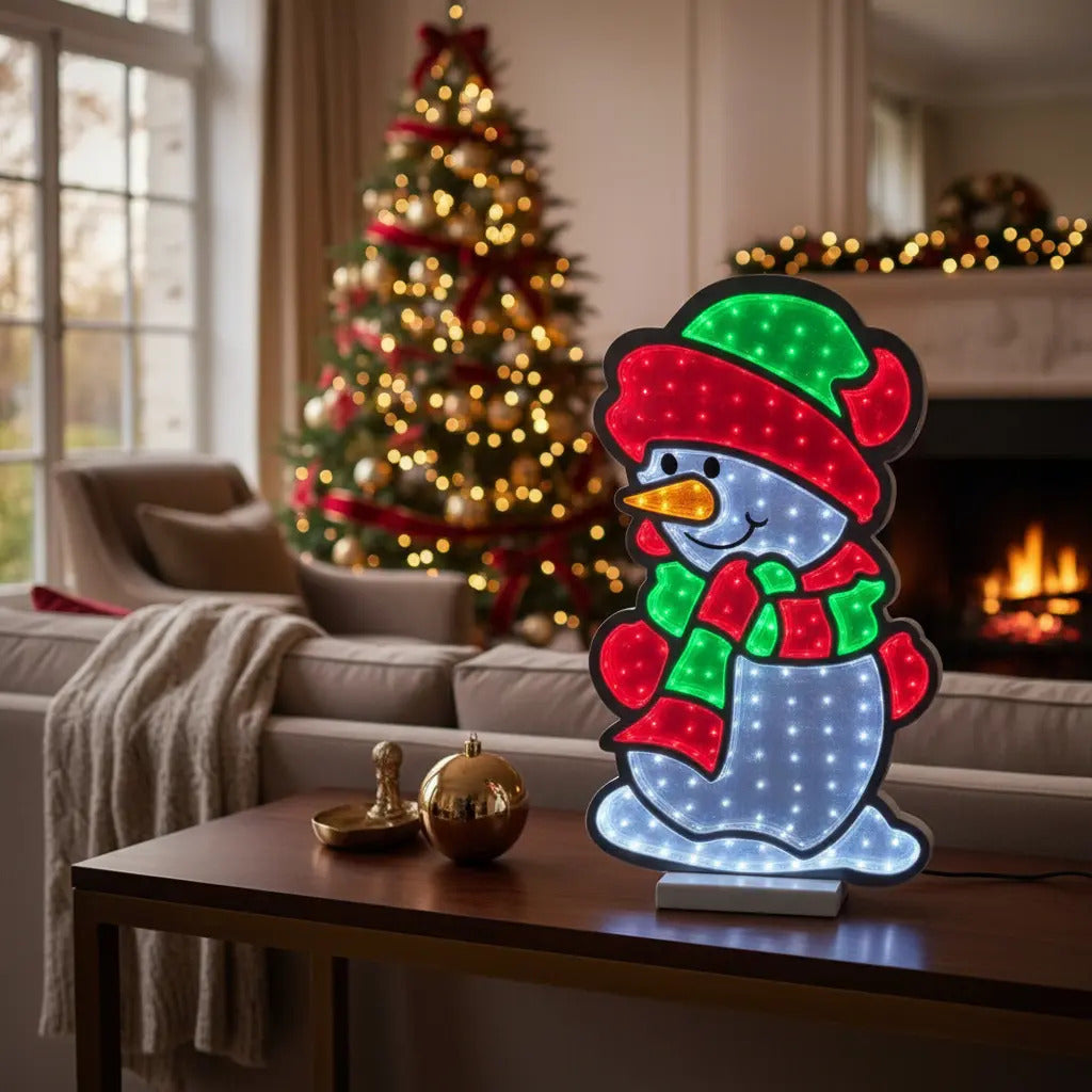Luz Infinita Muñeco De Nieve Gigante 120x90x3 Cm 723 Luces