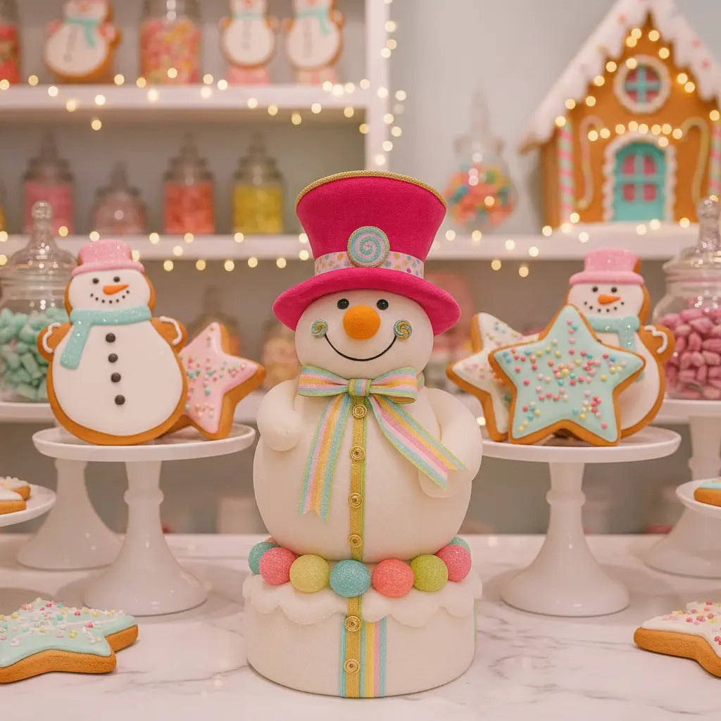 Decoracion Navideña Muñeco De Nieve Candy Land 50x30x30 Cm