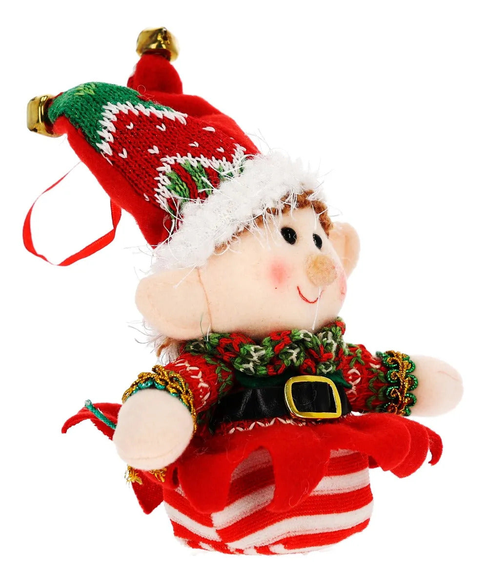 Duendecito Navideño con Gorro y Cascabel Dorado 20 cm