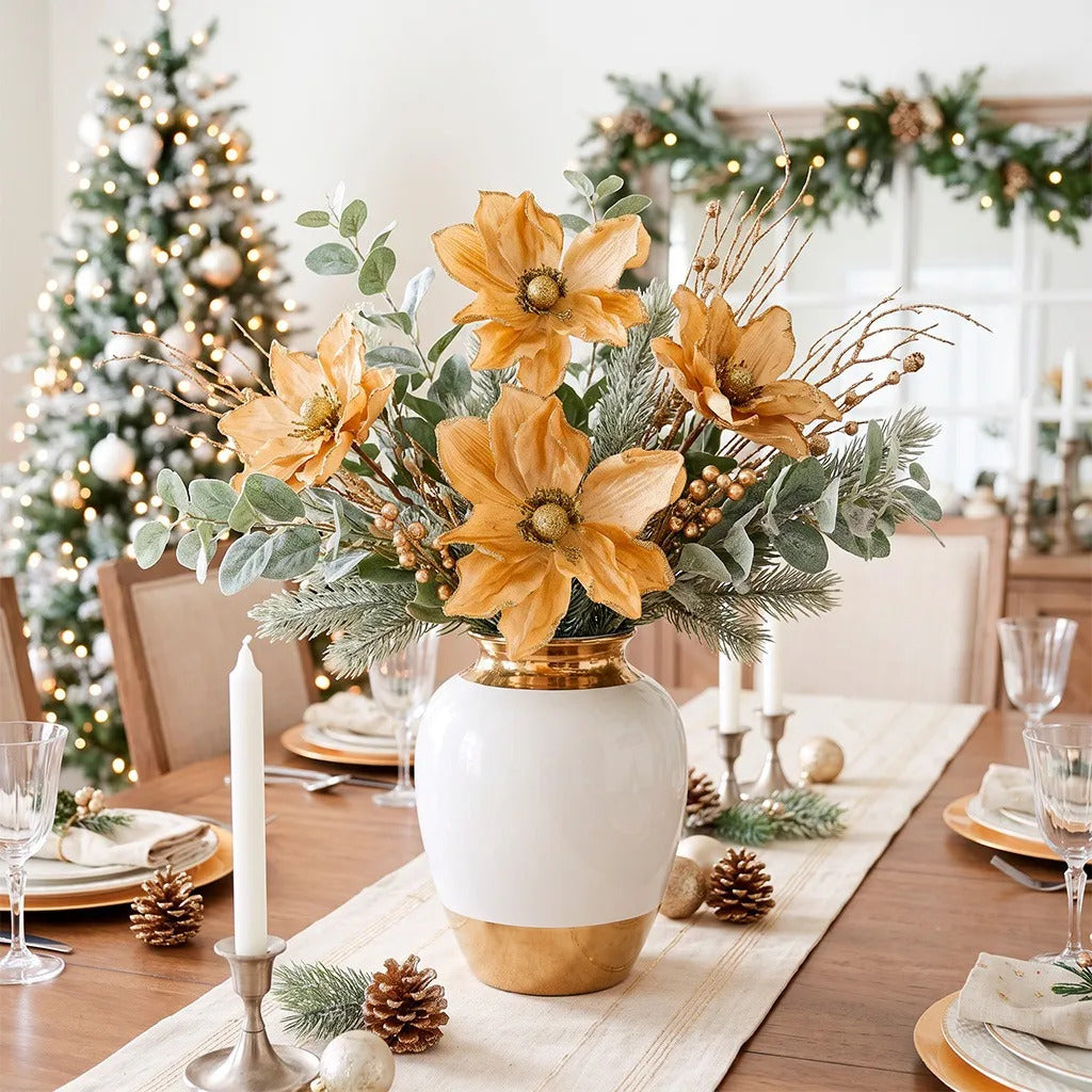 Nochebuena Lluvia Champagne con Pétalos Dorados 46 cm