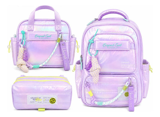 Set Escolar Lluvia Lila Tornasol Beyond Cool Tres Piezas