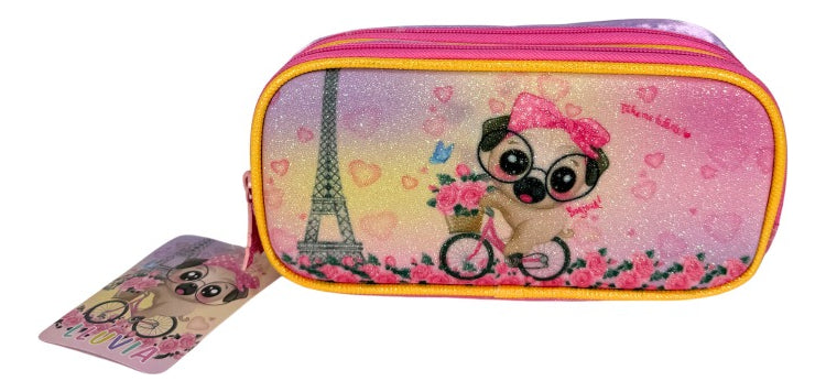 Mochila Primaria Set 3 Piezas Marca Lluvia Perrito Pug