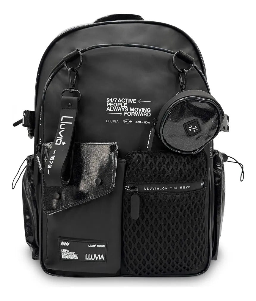Set Escolar Lluvia Negro de 3 Piezas con Monedero