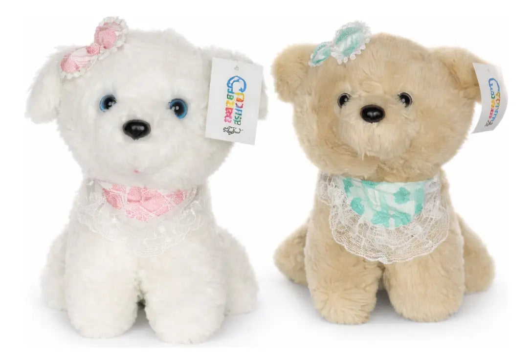 Peluche Perrita Con Mandil De Encaje 2 Colores 15 Cm