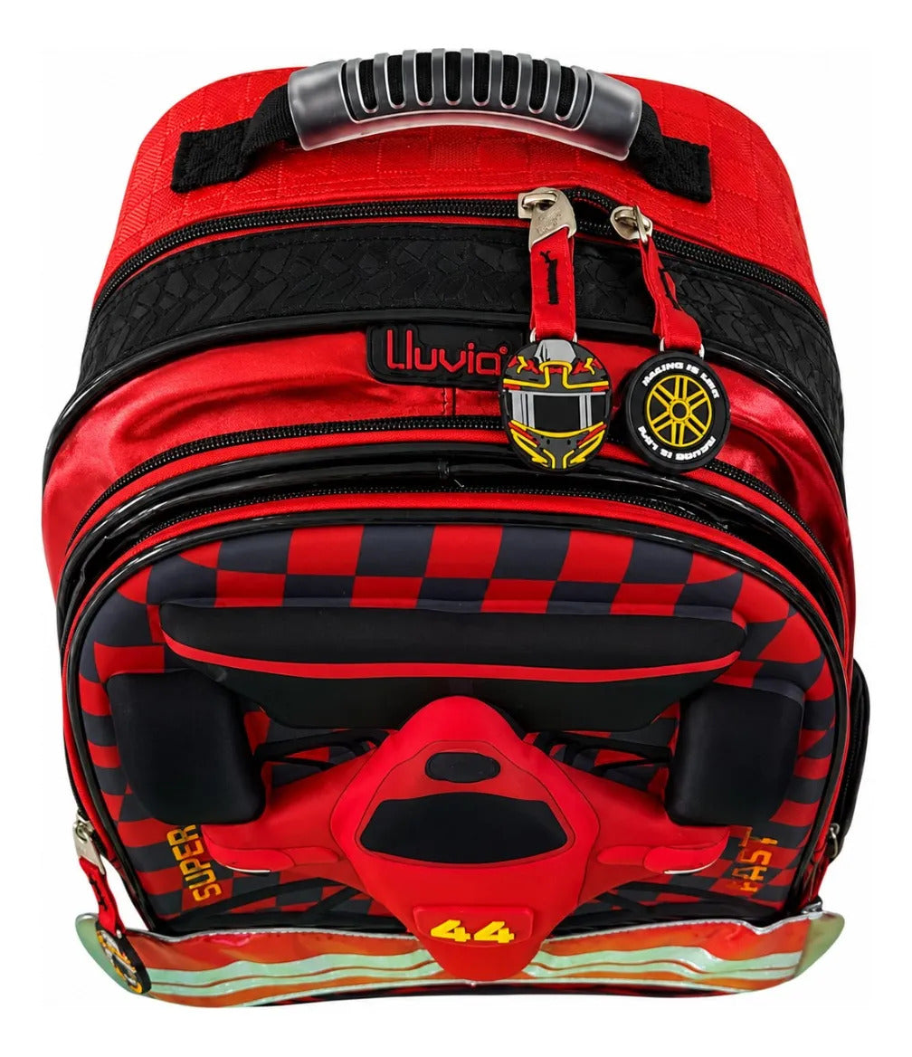 Mochila Lluvia Roja Diseño Auto De Carreras Fórmula Uno