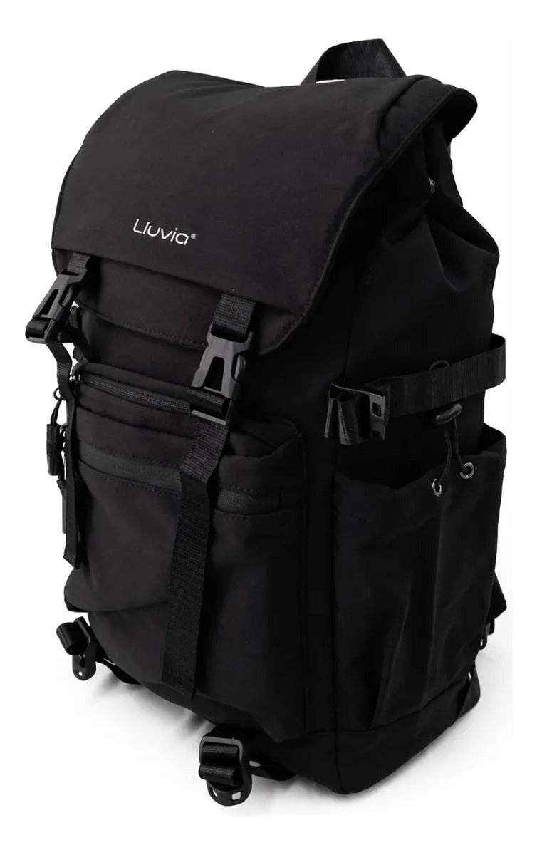 Mochila Lluvia Rolltop Negra Gran Capacidad Ajustable