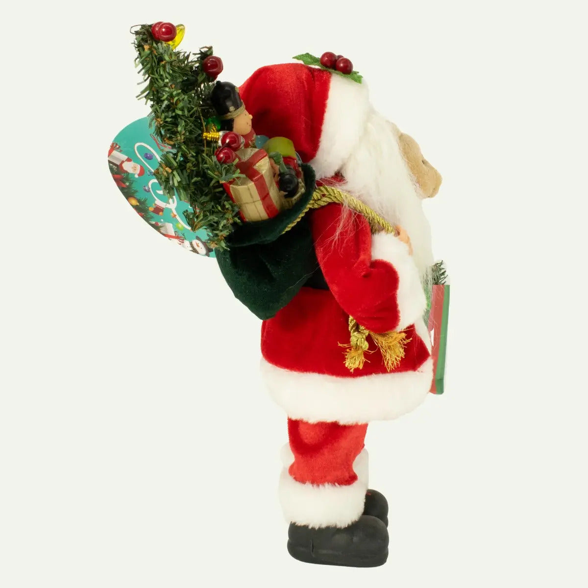 Santa Tradicional De Pie Con Oso De Peluche Y Pino 60x30x20