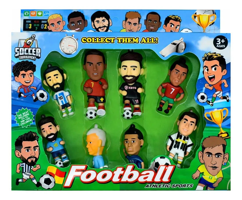 Set 8 Muñecos Futboleros Coleccionables Estilo Caricatura