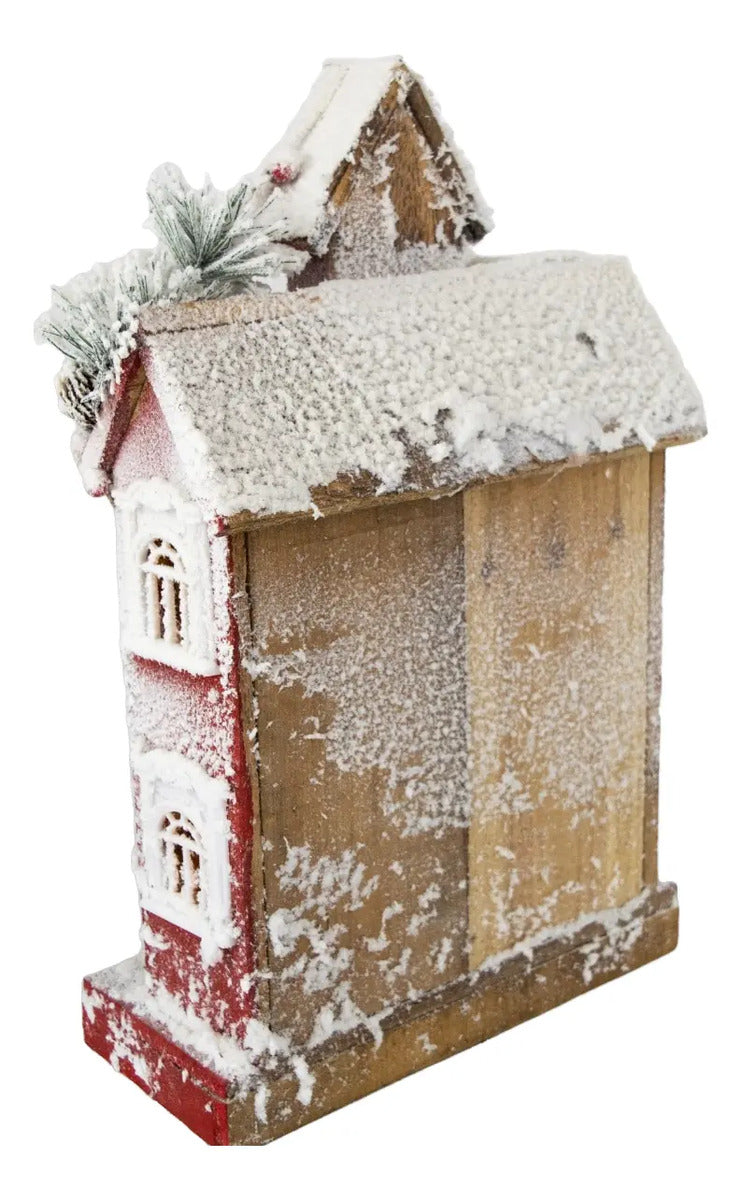 Casa Navideña Decorativa Con Luz Y Nieve 52x14x30 Cm
