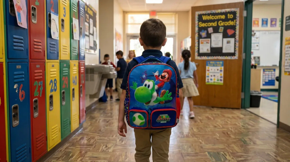 Mochila Primaria Ruz Super Mario Galaxy Con Mario Y Yoshi