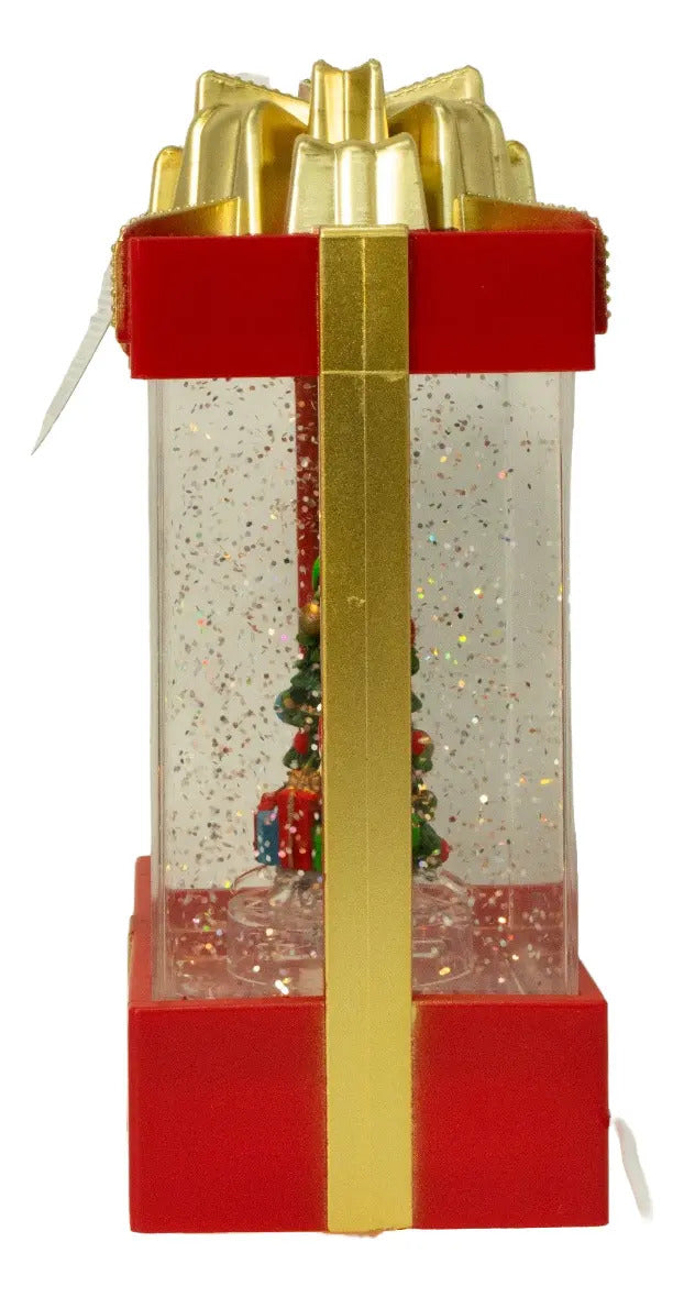 Lámpara Navideña Regalo Con Árbol Y Santa  20x22x8 Cm