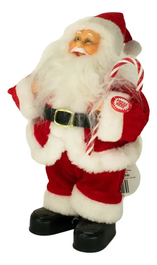 Papá Noel Musical Figura Navideña 30x15x10 Cm Marca Lluvia
