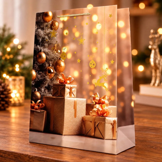 Bolsas de Regalo Navideñas Lluvia Luces Cálidas 12 Pzas