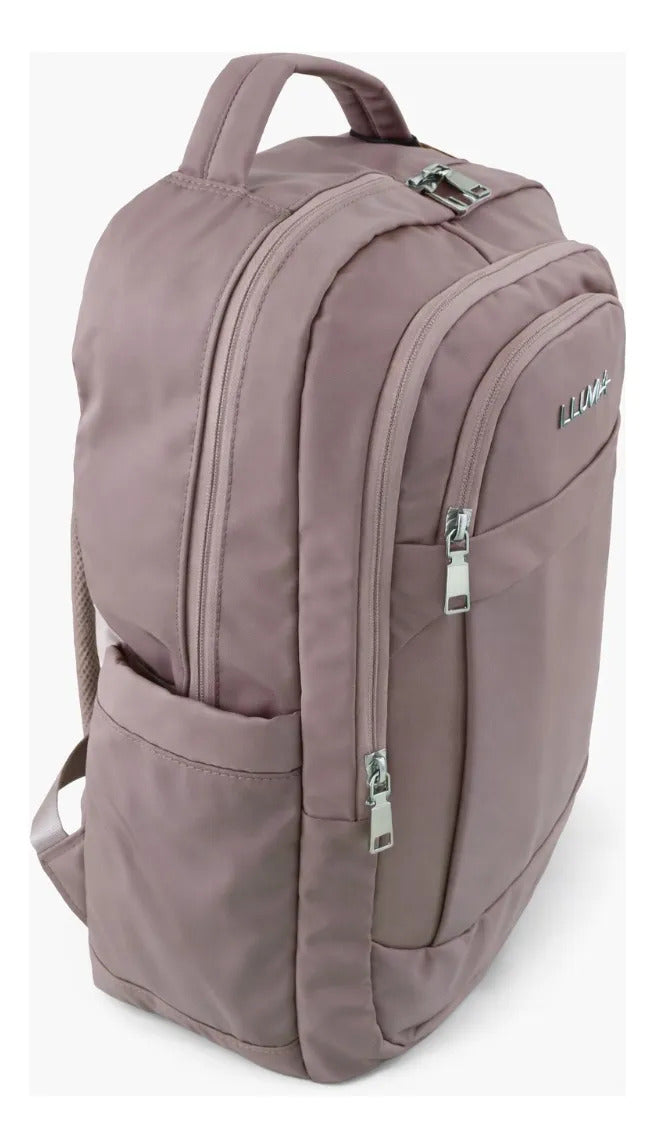 Mochila Lluvia Rosa Nude Profesional Con Detalles Plateados