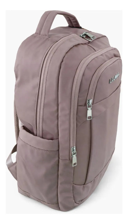 Mochila Lluvia Rosa Nude Profesional Con Detalles Plateados