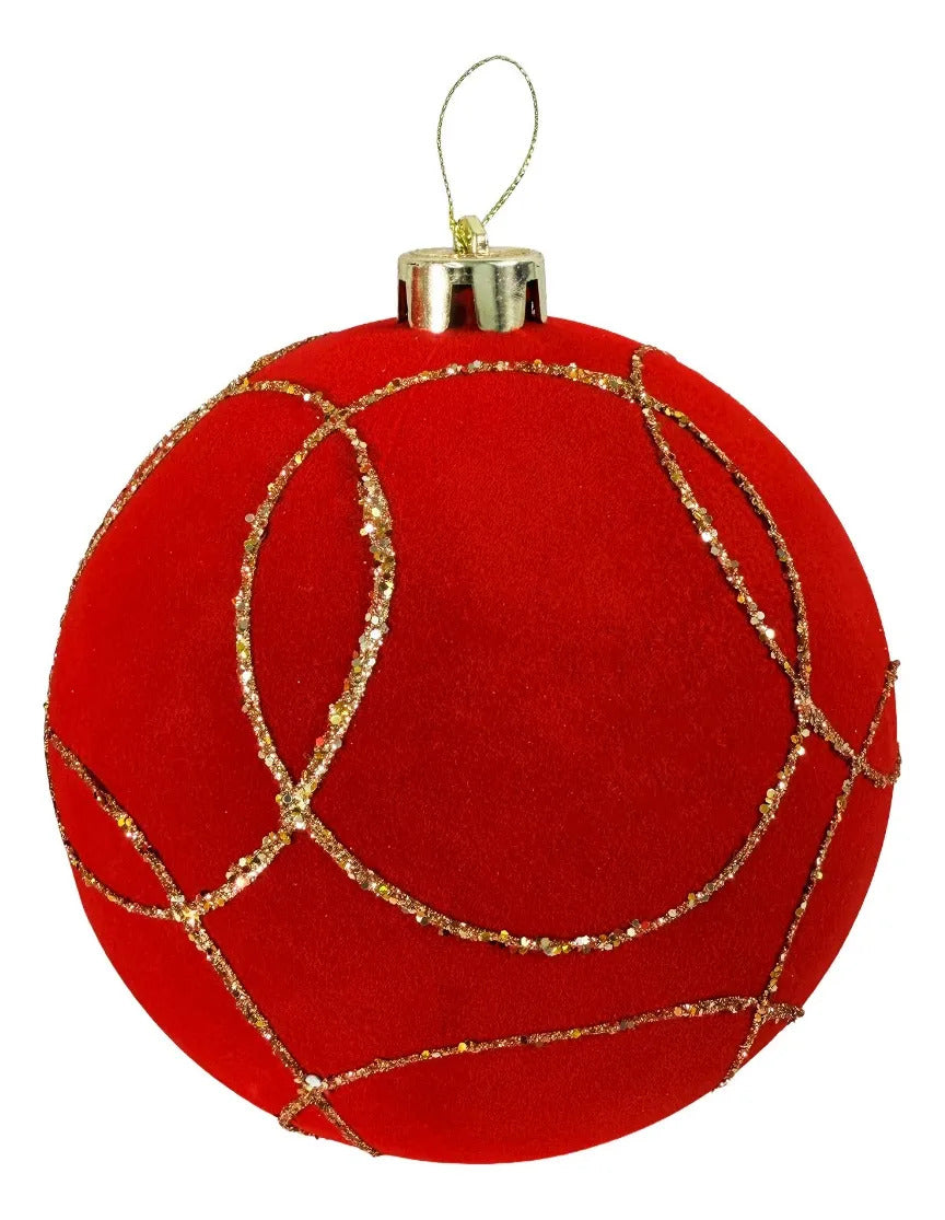 Esferas Navideñas Lluvia Rojo y Dorado 3 Piezas 15 cm