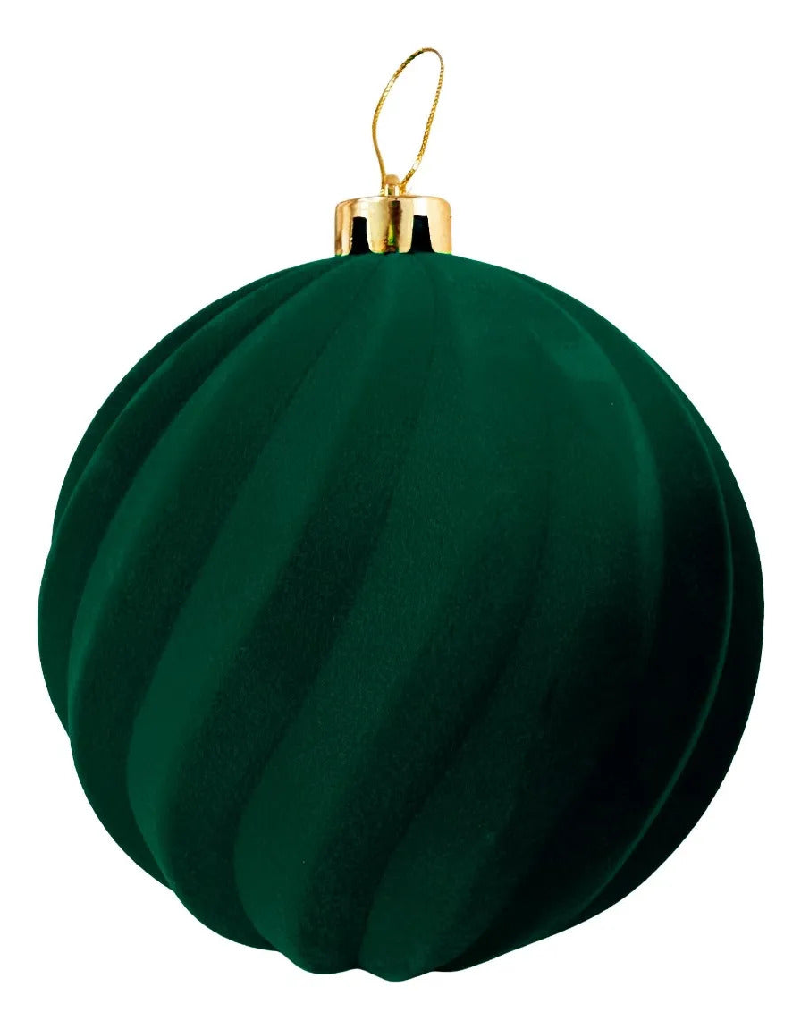 Esferas Navideñas Lluvia Jumbo Verde 3 Piezas 13 cm