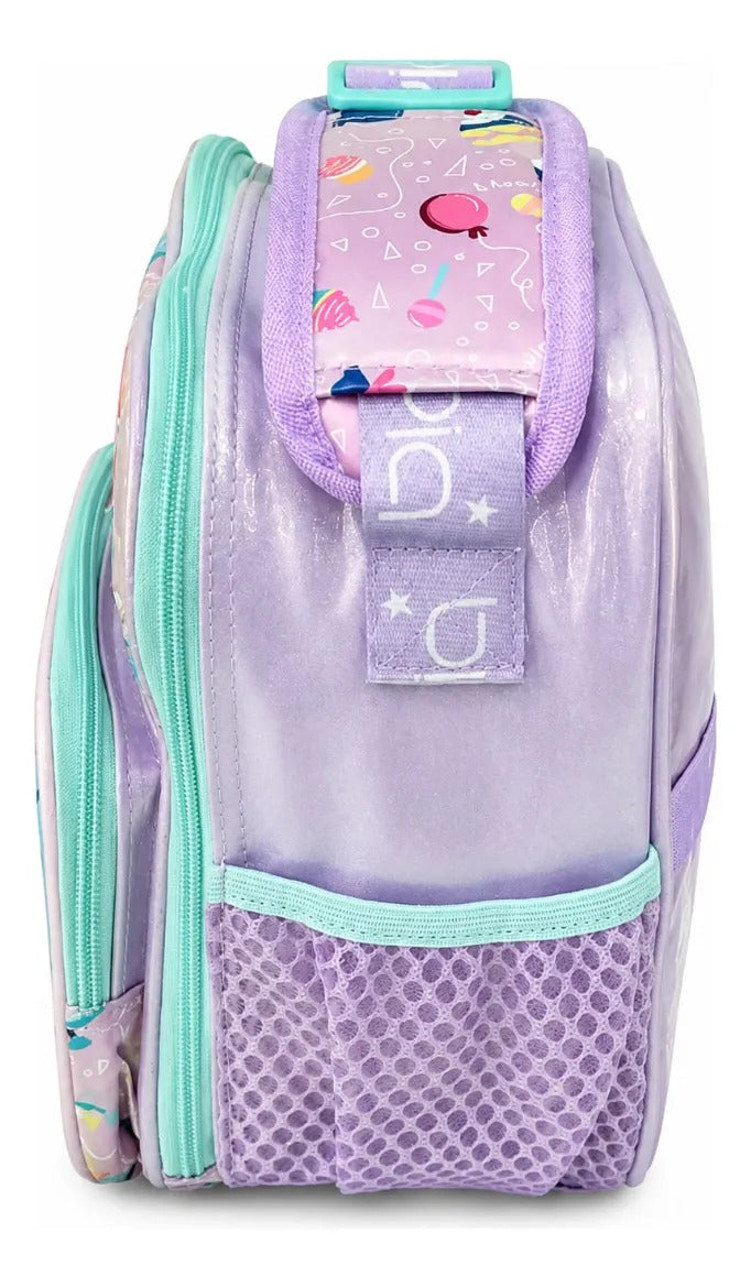 Set Mochila Escolar Tres Piezas Lluvia Pastel De Colores