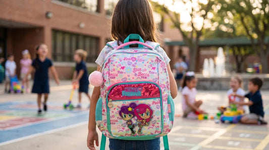 Mochila Escolar Ruz Onix Niñas Jugando Color Rosa Con Lentejuelas