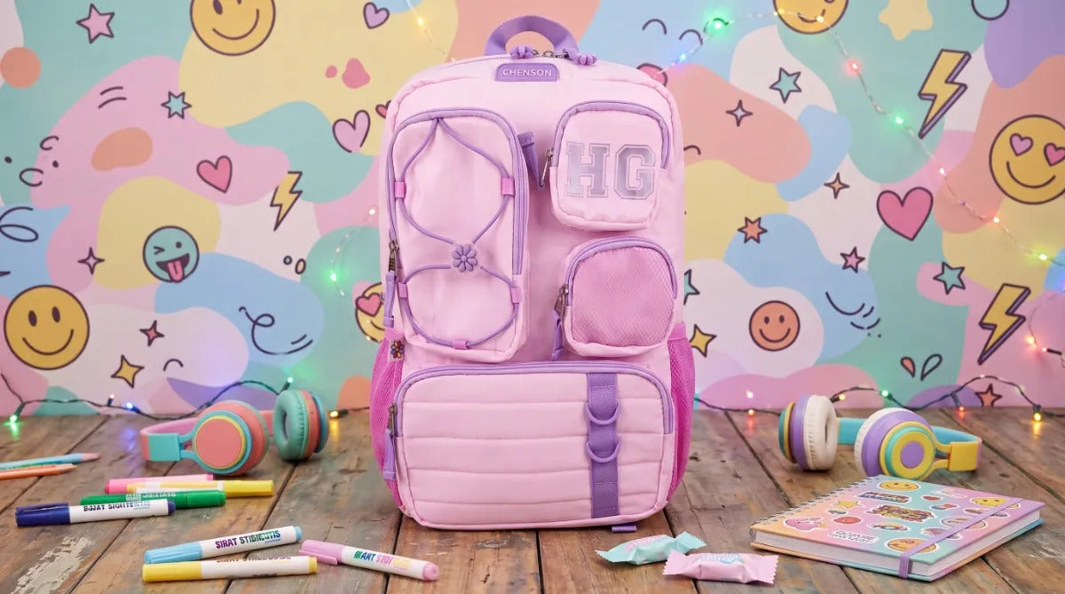 Mochila Chenson Happy Girl Con 5 Compartimientos Rosa