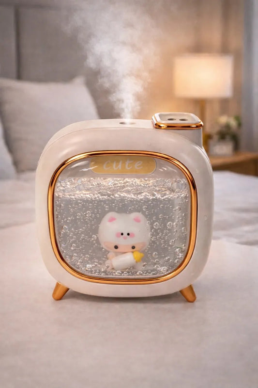 Humidificador Retro Tipo Tv 500 Ml Con Luz Y 8 Esencias