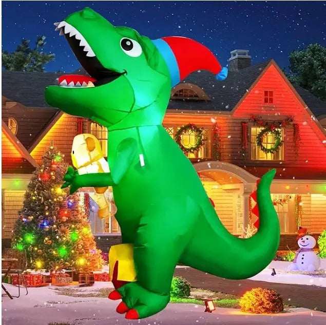 Inflable Navideño Dinosaurio Con Peluche 180x120x90