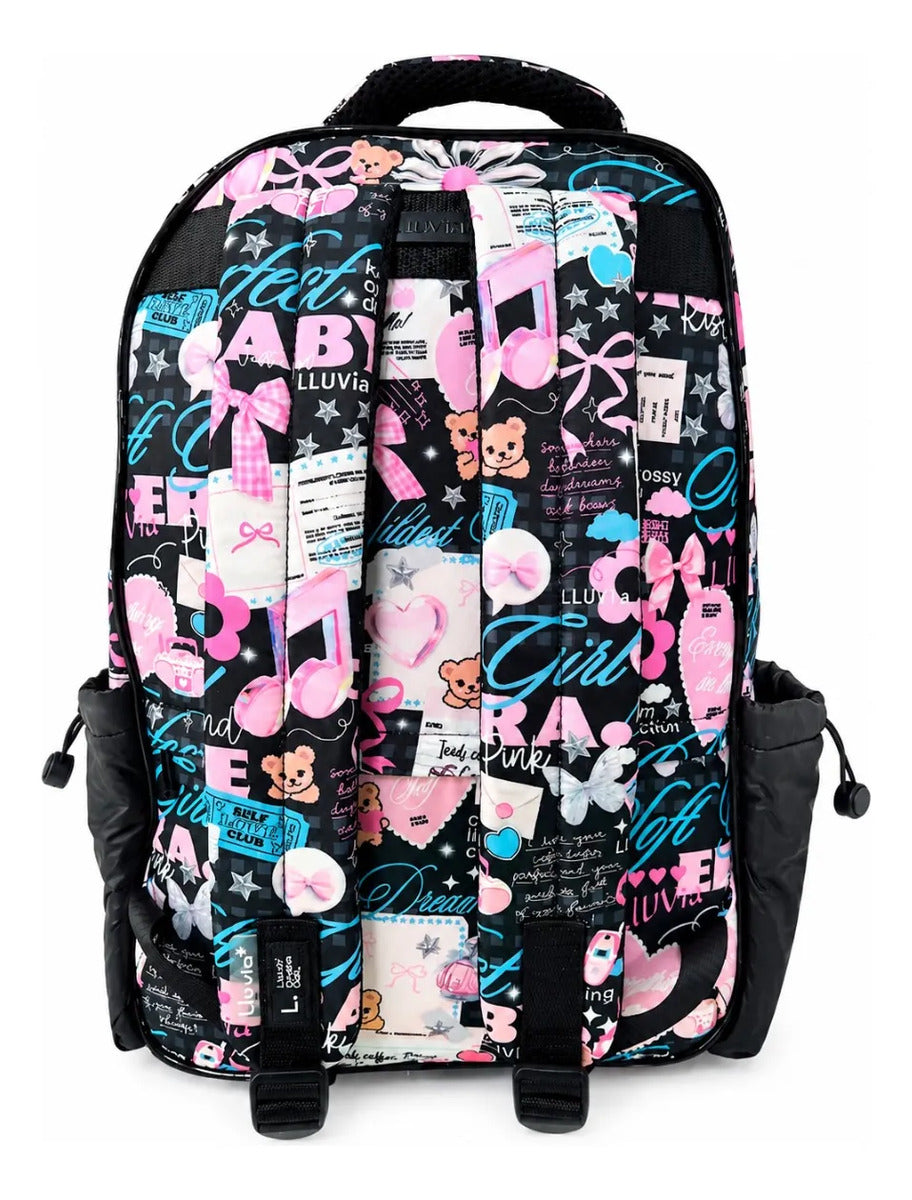 Mochila Escolar Lluvia Urban Girl Color Negro Con Rosa