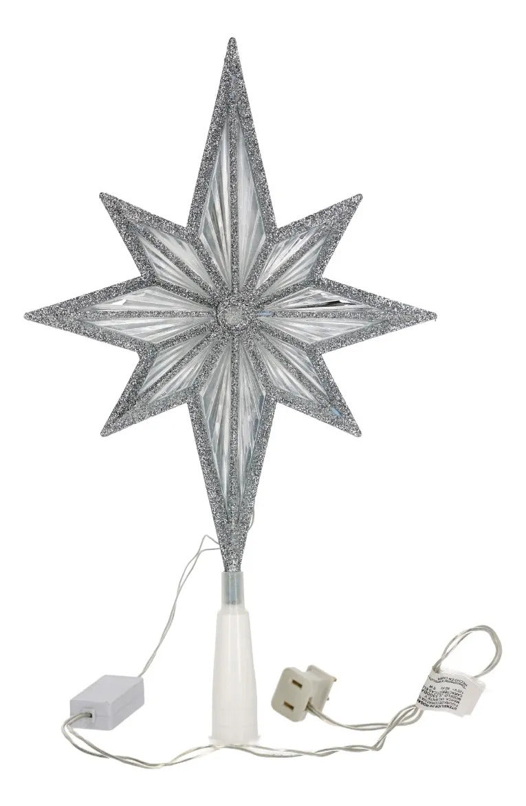 Punta Navideña Lluvia Estrella con Glitter y Luz Fria 30 cm