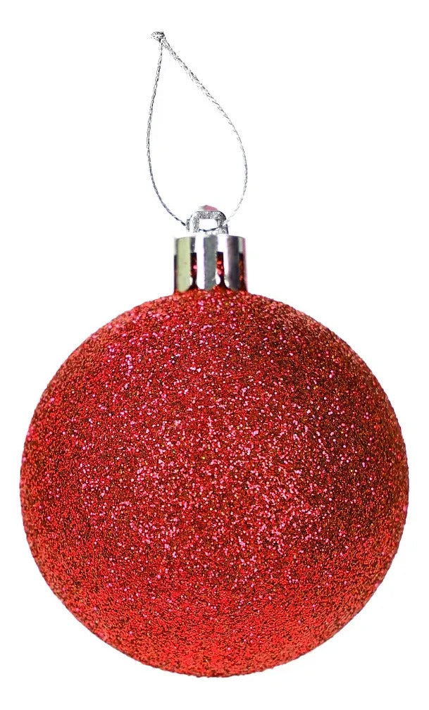 Set Esferas Lluvia Rojo Navideño Intenso 6 Cm 30 Piezas