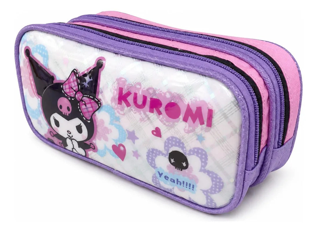 Lapicera Ruz Kuromi 3d Color Lila Y Rosa Doble Compartimento