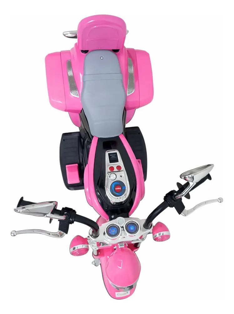 Moto Eléctrica Infantil Recargable Rosa Con Detalles