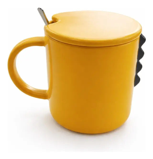 Taza Kawaii Dinosaurio Colores Rosa Verde Y Amarillo 350 Ml