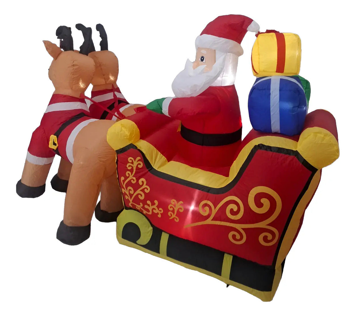 Inflable Decorativo De Navidad Santa Con Renos Marca Lluvia