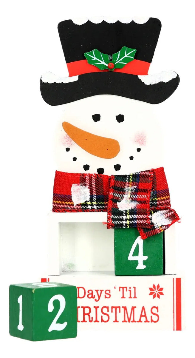Calendario Navideño Lluvia Muñeco De Nieve Con Cubos 22 Cm