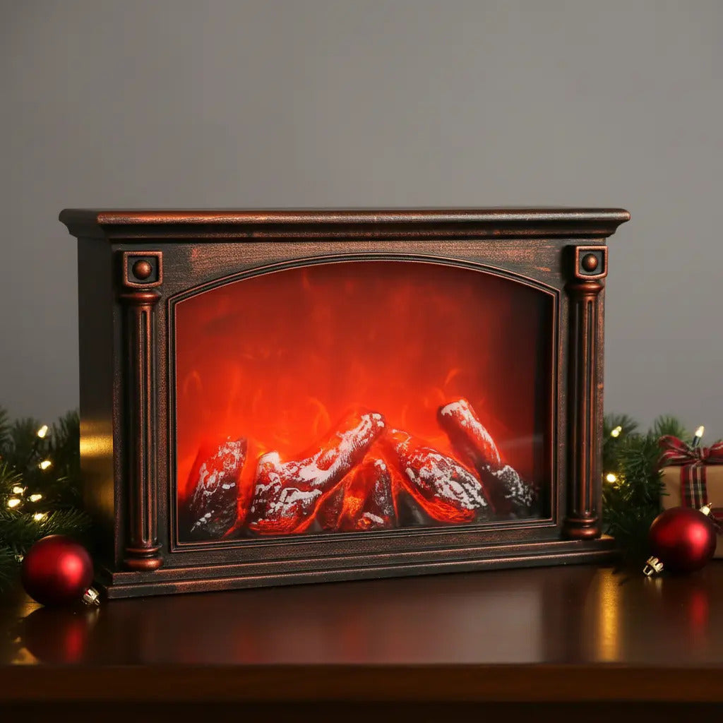 Chimenea Clásica Decorativa Navideña Con Luces Efecto Fuego