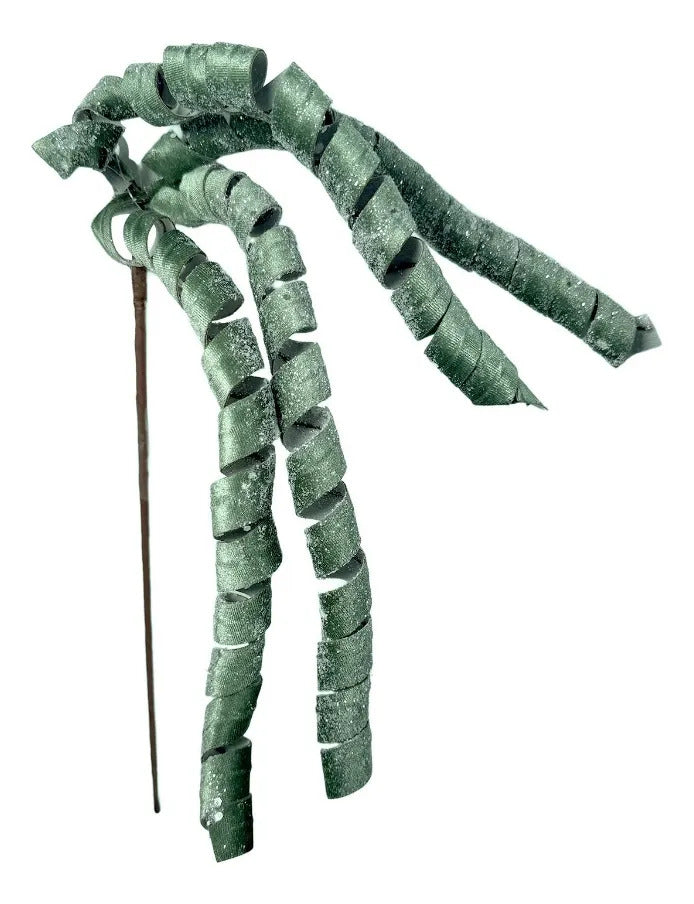 Rama Navideña Lluvia Verde Pino con 4 Curlis 70cm