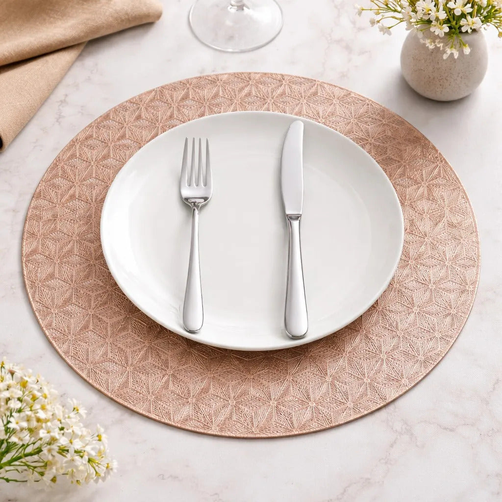 Manteles De Mesa Redondos Metálicos 6 Piezas Dos Colores