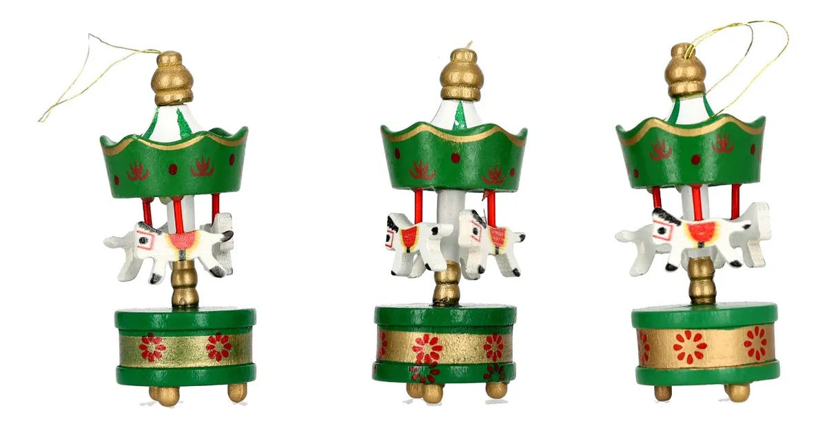 Adornos Navideños lluvia Carrusel De Caballitos Tres Piezas
