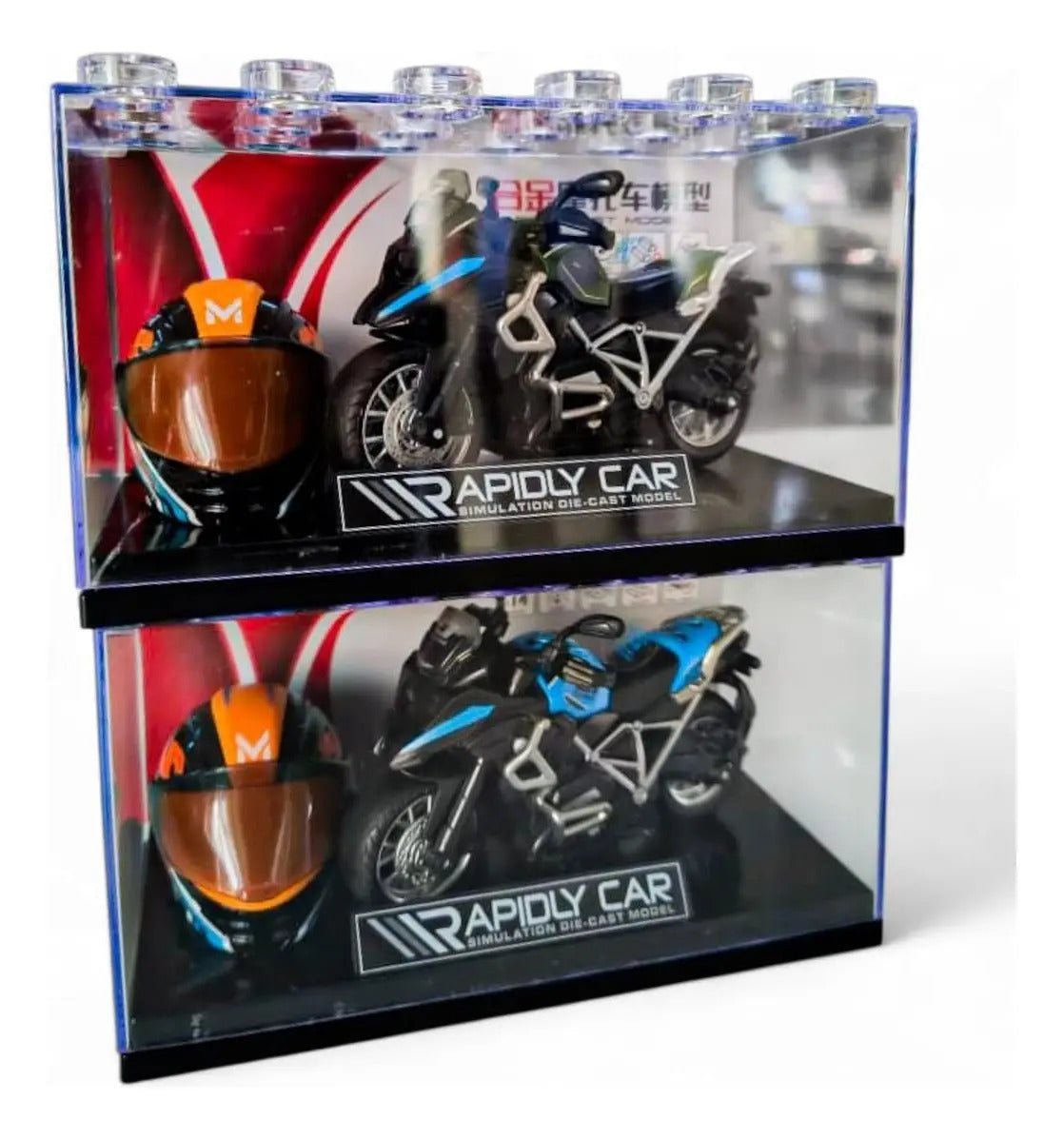 Moto A Fricción Candy Toys Escala 1:14 Con Casco Azul