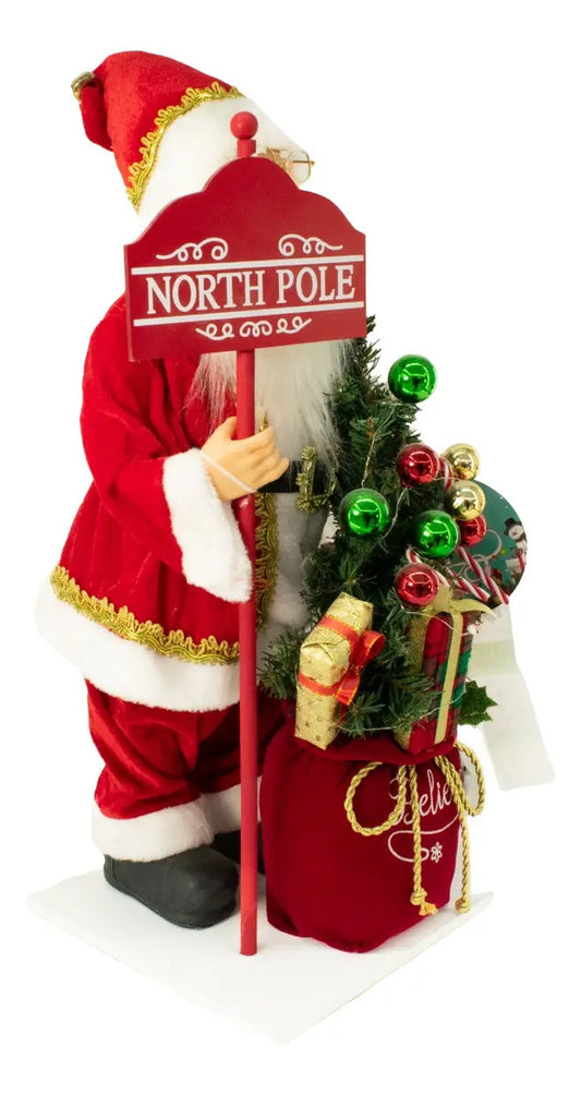 Santa Decorativo Con Árbol Y Letrero Navideño 65x10x15 Cm
