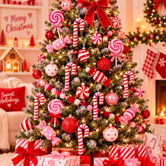 Caramelo Navideño Lluvia Lights Rosa Rojo Candy 40 cm