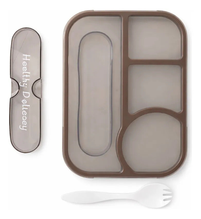 Tupper Porta Alimentos 4 Divisiones Con Cubiertos Hermético