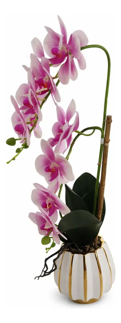 Orquídea Phalaenopsis Artificial En Maceta Blanca 62 Cm