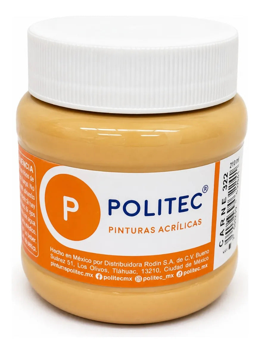 Pintura Acrílica Beige 250 Ml Politec Multiusos Semimate
