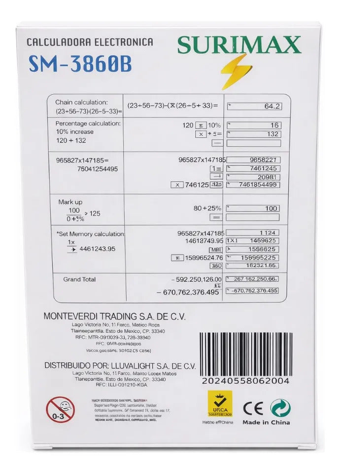 Calculadora De Escritorio Surimax 12 Dígitos Con Memoria