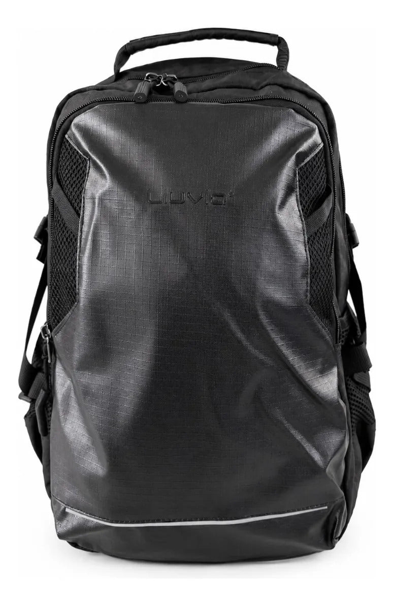 Mochila Juvenil Lluvia Negra Juvenil Con Acabado Brillante