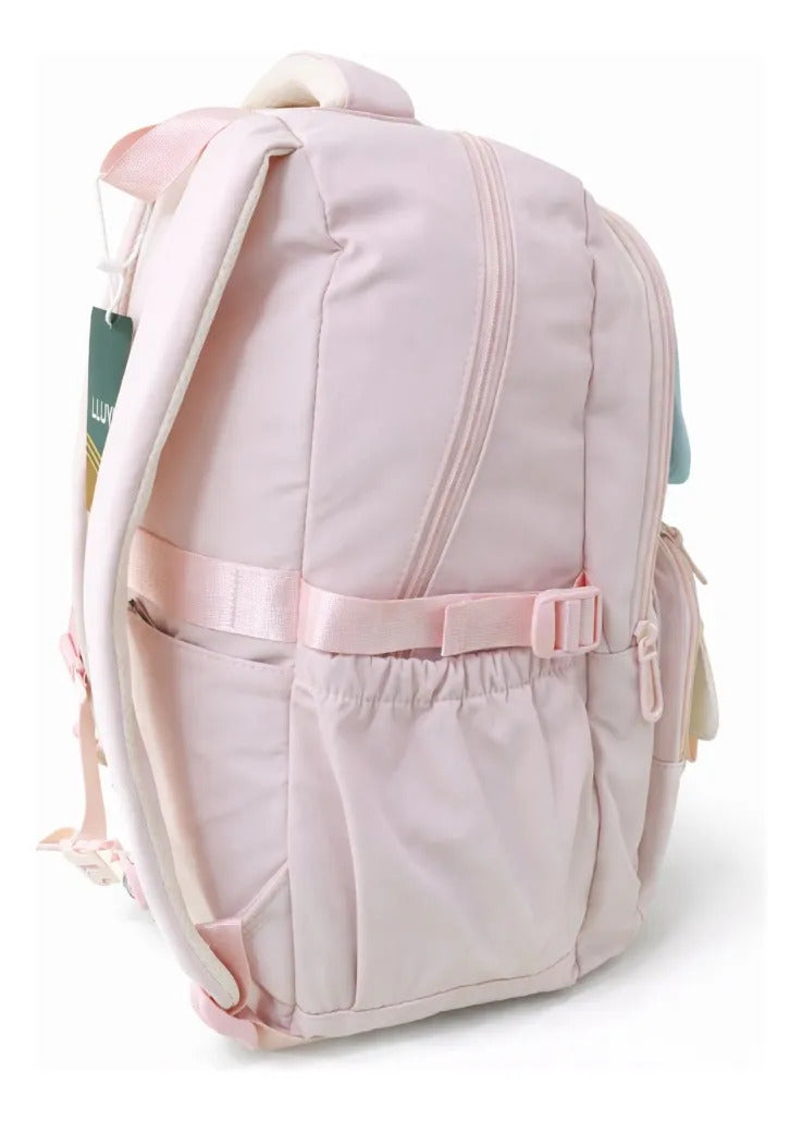 Mochila Juvenil Lluvia Rosa Pastel Juvenil Cómoda Y Espacios
